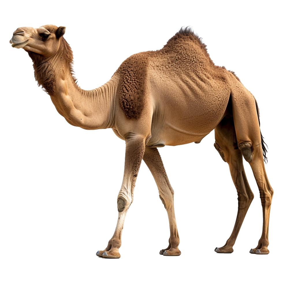 AI generated Camel walking front view isolated on transparent background png
