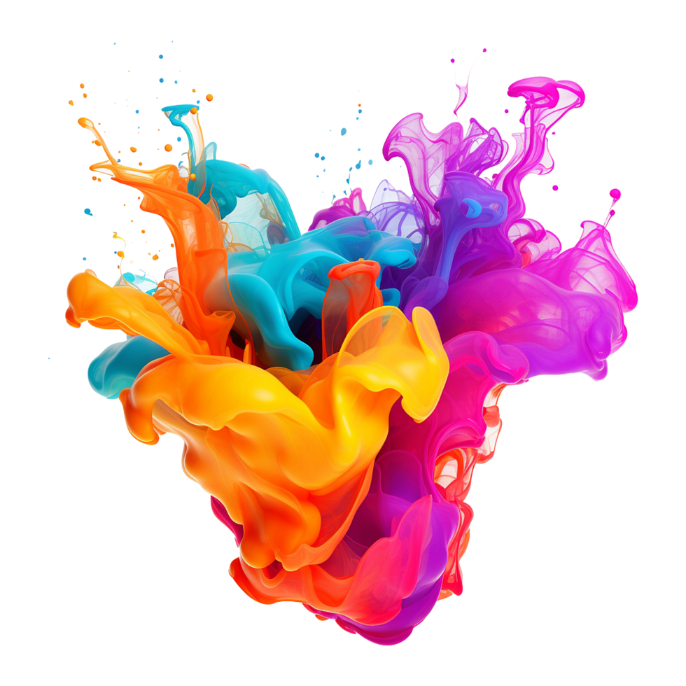 AI generated Liquid paint splash isolated on transparent background png
