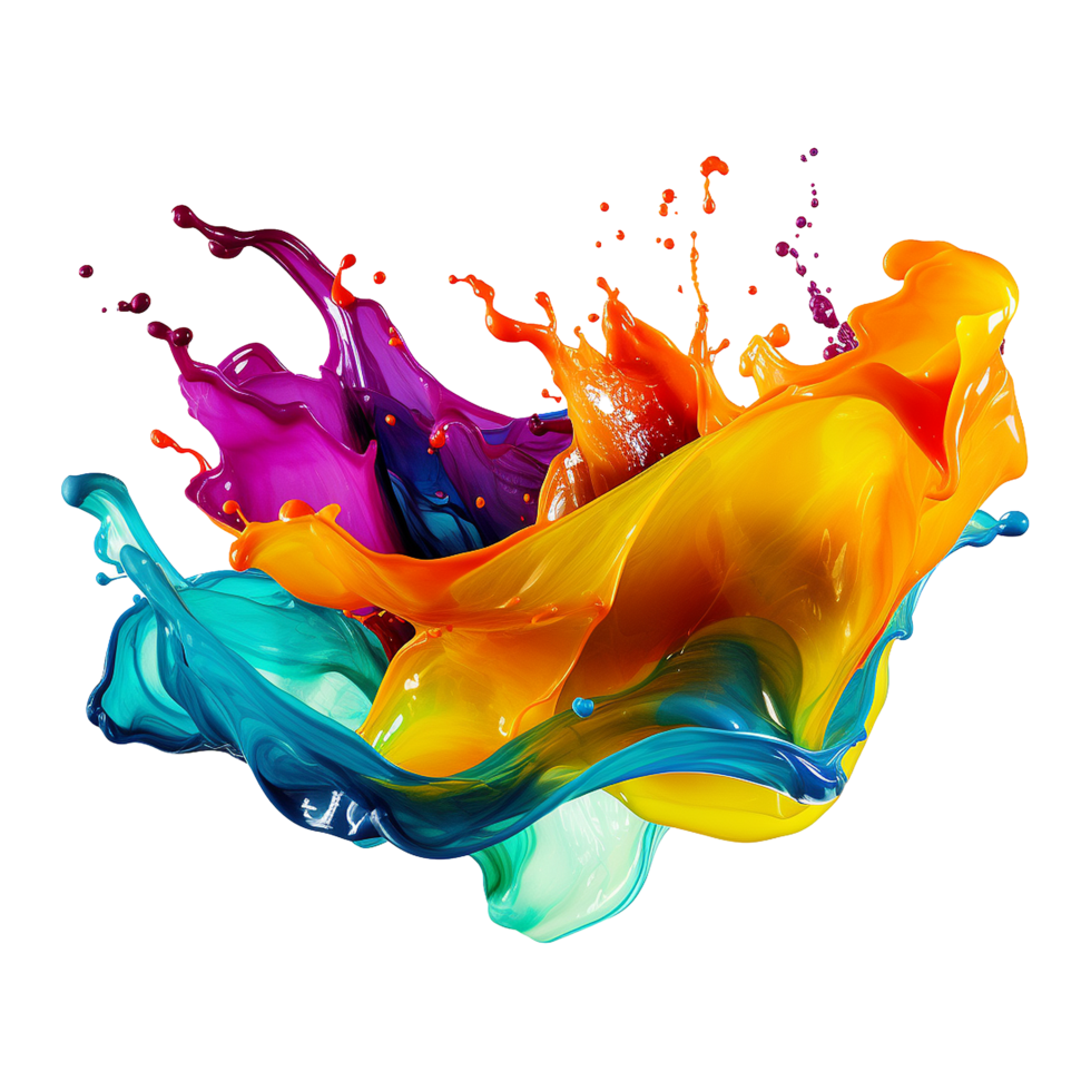 AI generated Liquid paint splash isolated on transparent background png