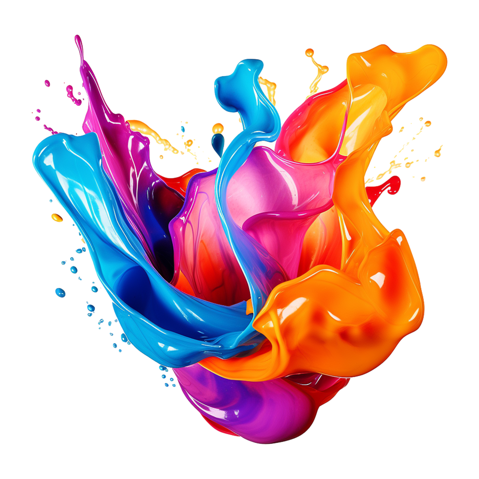 AI generated Liquid paint splash isolated on transparent background png