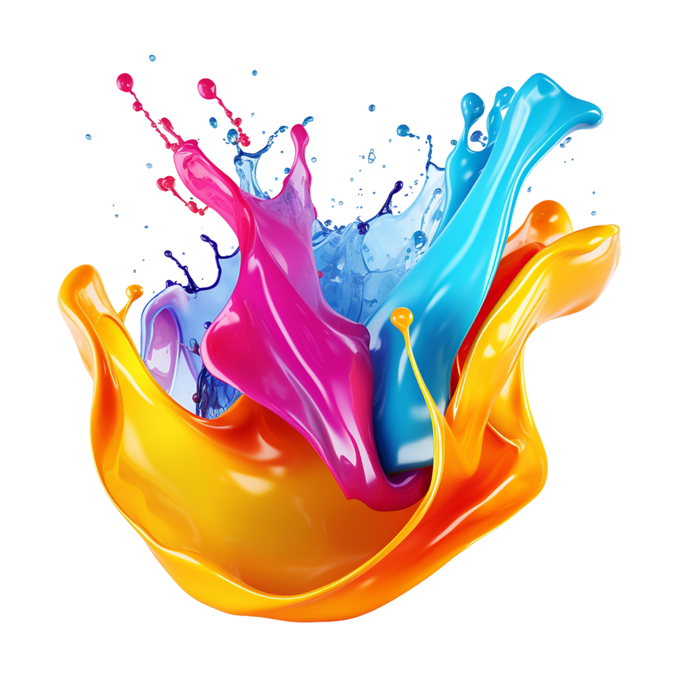 AI generated Liquid paint splash isolated on transparent background png