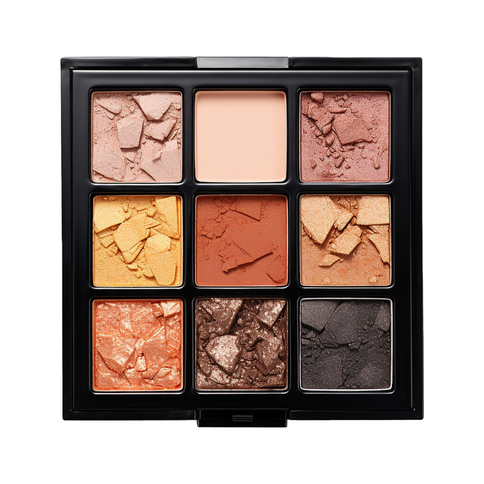 AI generated Eye shadow palette in vibrant colors isolated on transparent background png