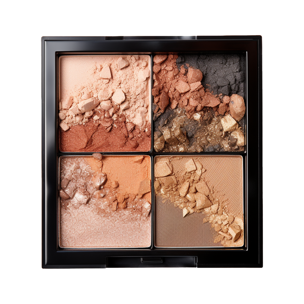 AI generated Eye shadow palette in vibrant colors isolated on transparent background png