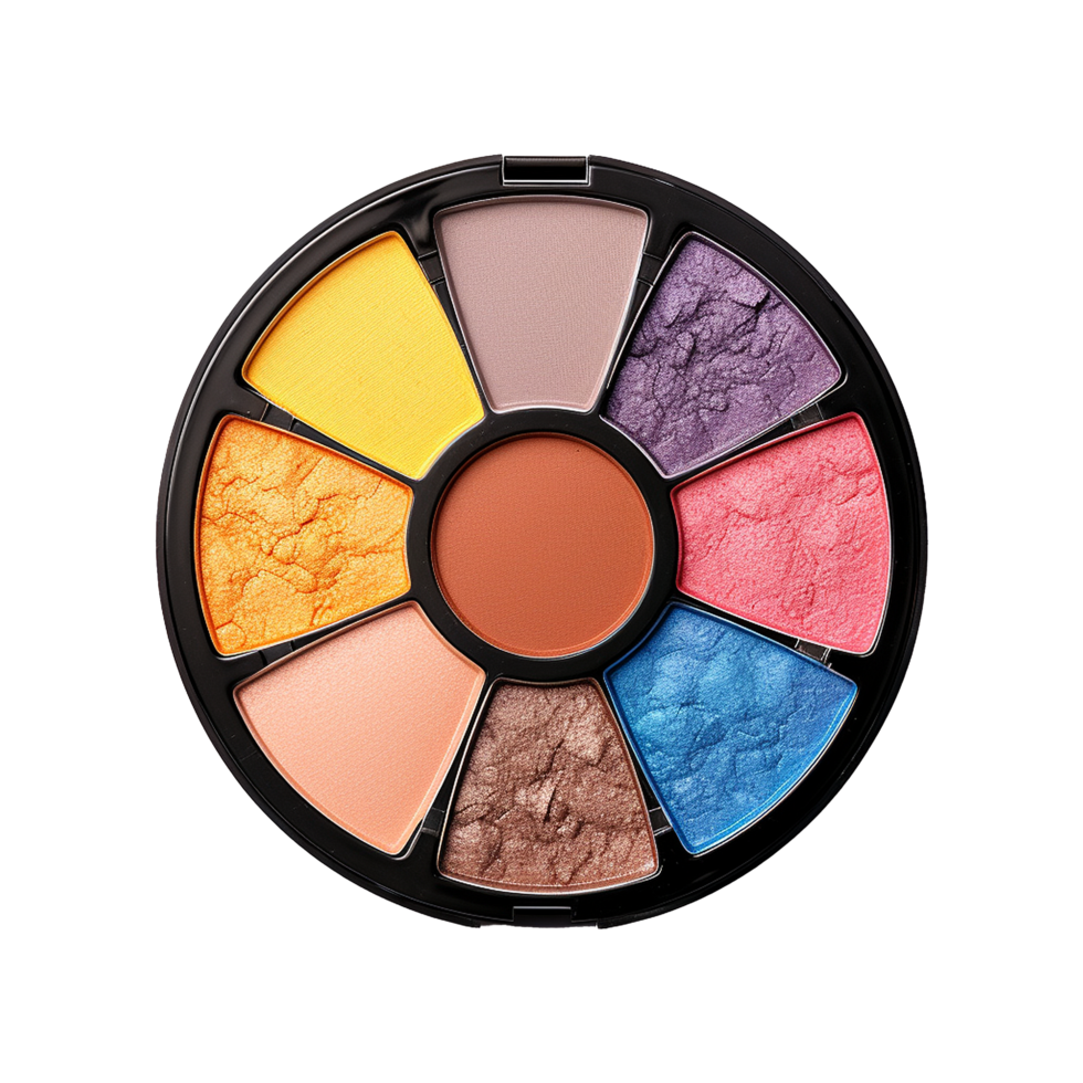 AI generated Eye shadow palette in vibrant colors isolated on transparent background png