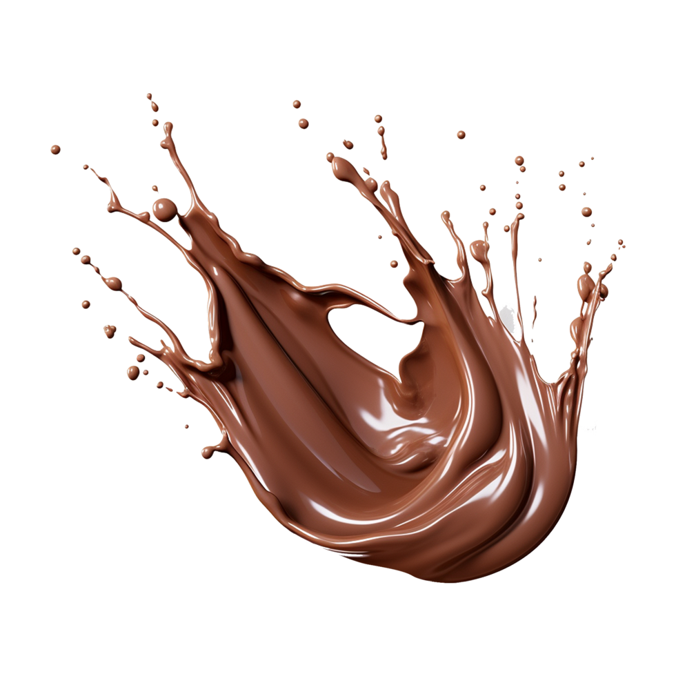 AI generated Splash of brown liquid chocolate with drops isolated on transparent background png