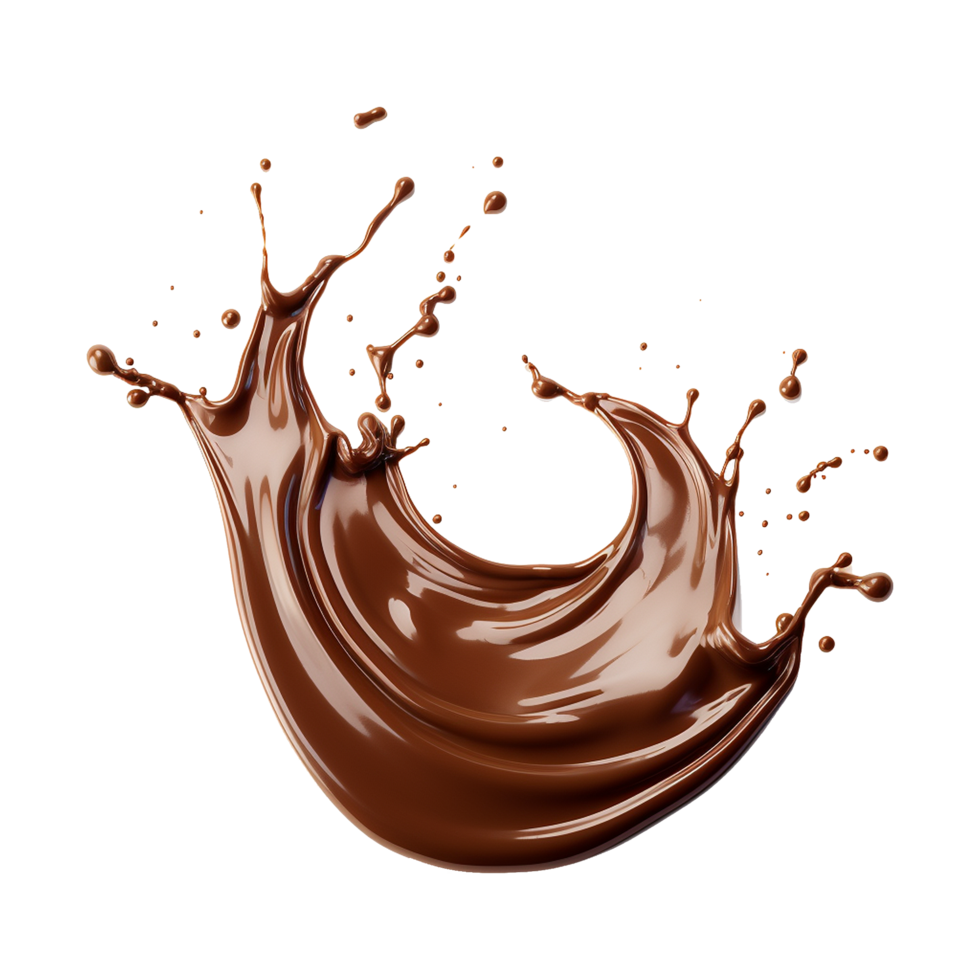 AI generated Splash of brown liquid chocolate with drops isolated on transparent background png