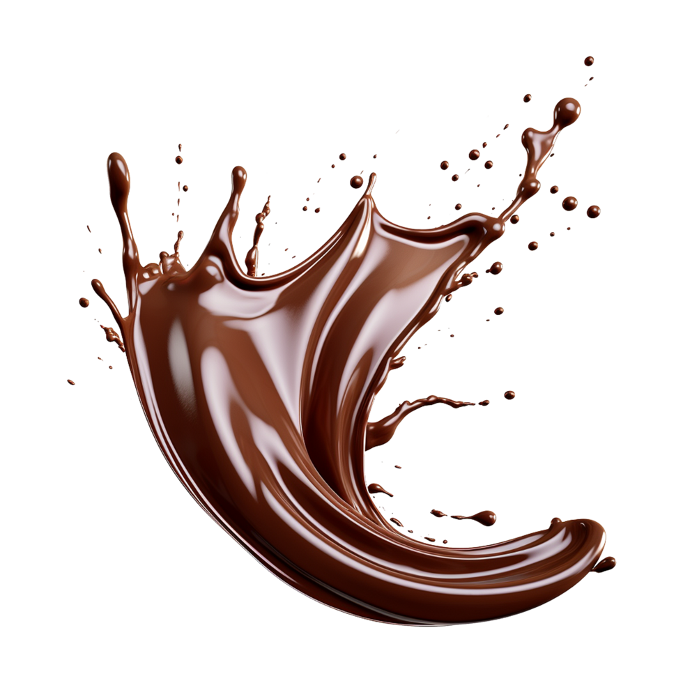 AI generated Splash of brown liquid chocolate with drops isolated on transparent background png