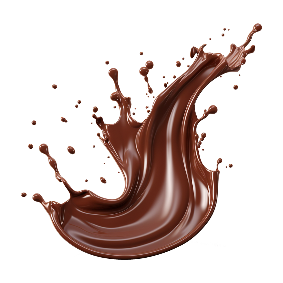 AI generated Splash of brown liquid chocolate with drops isolated on transparent background png