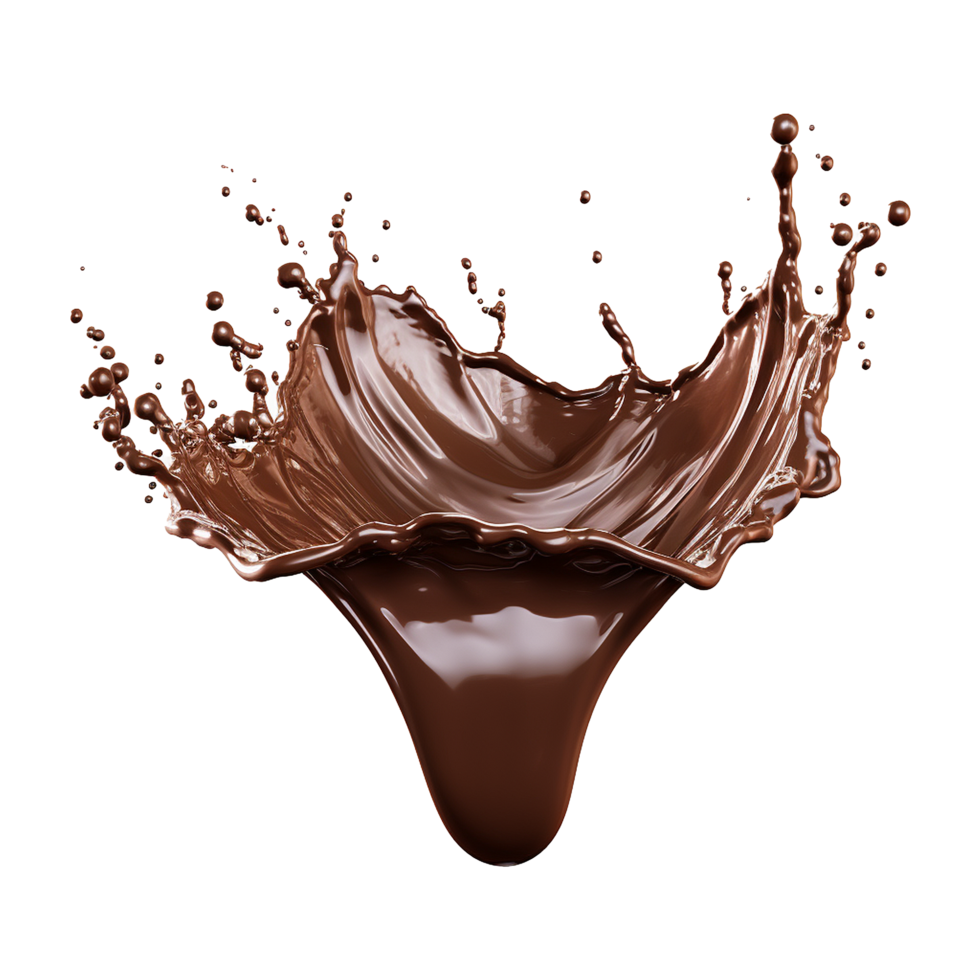 AI generated Splash of brown liquid chocolate with drops isolated on transparent background png