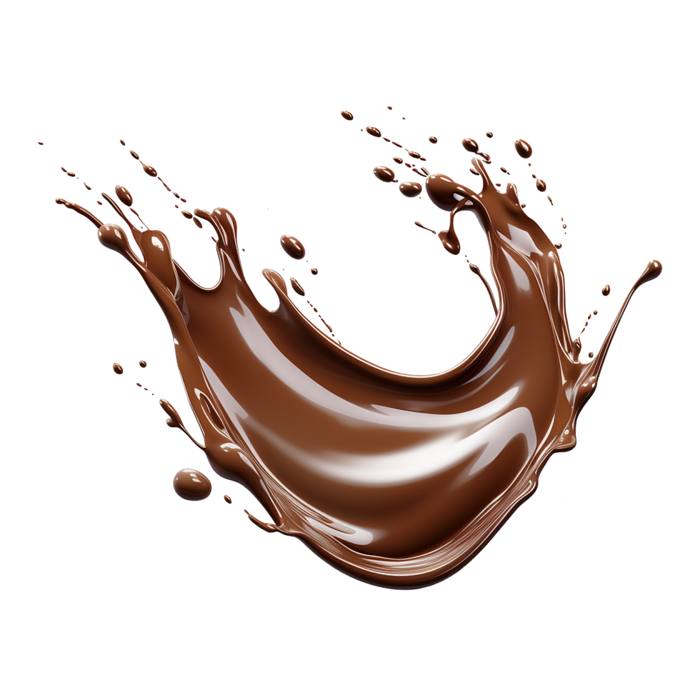 AI generated Splash of brown liquid chocolate with drops isolated on transparent background png