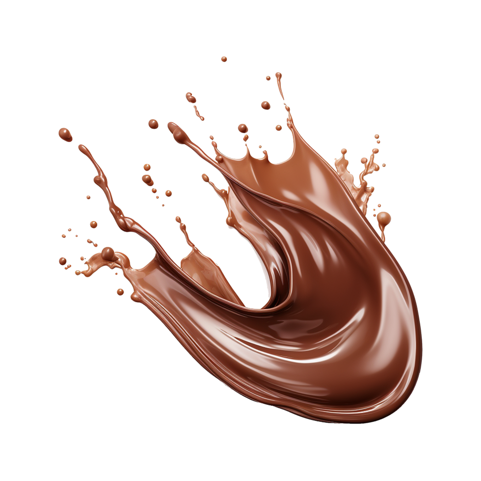 AI generated Splash of brown liquid chocolate with drops isolated on transparent background png