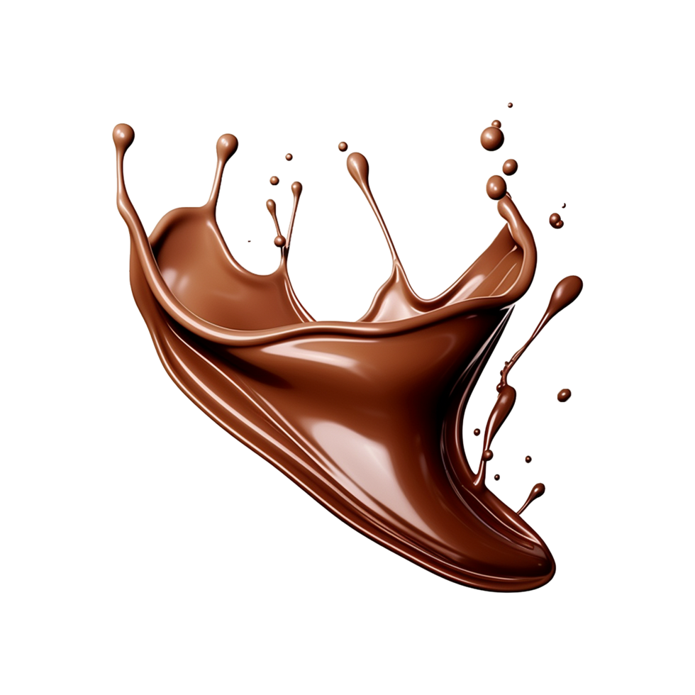 AI generated Splash of brown liquid chocolate with drops isolated on transparent background png
