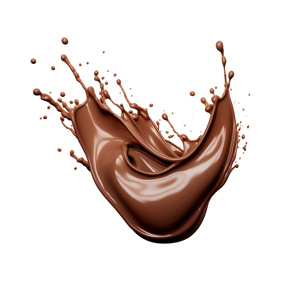 ai gerado respingo do Castanho líquido chocolate com gotas isolado em transparente fundo png