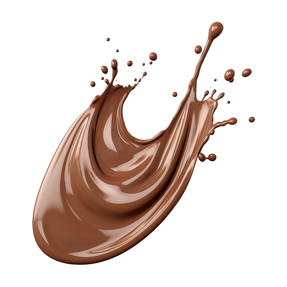 ai gerado respingo do Castanho líquido chocolate com gotas isolado em transparente fundo png