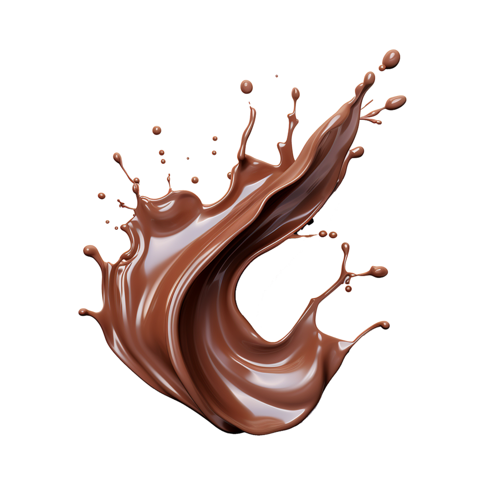 AI generated Splash of brown liquid chocolate with drops isolated on transparent background png