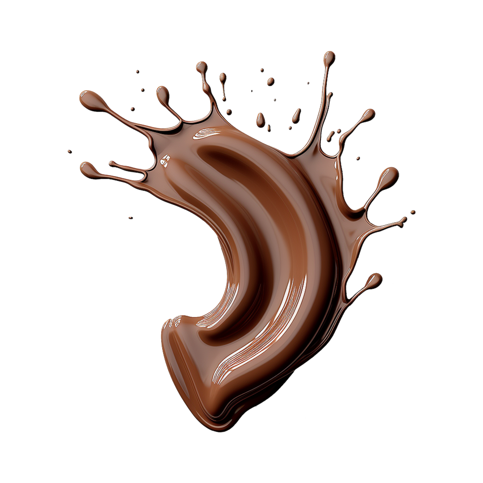 AI generated Splash of brown liquid chocolate with drops isolated on transparent background png