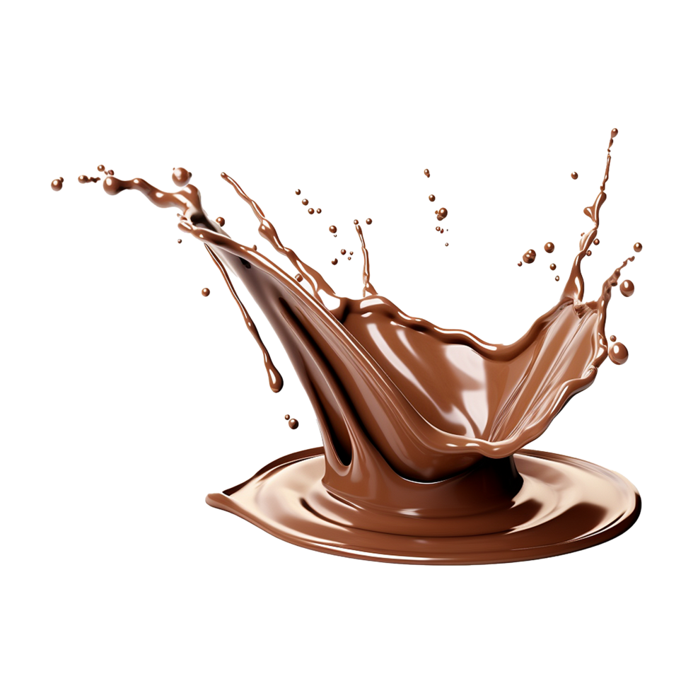 AI generated Splash of brown liquid chocolate with drops isolated on transparent background png