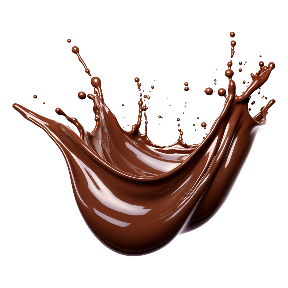 AI generated Splash of brown liquid chocolate with drops isolated on transparent background png