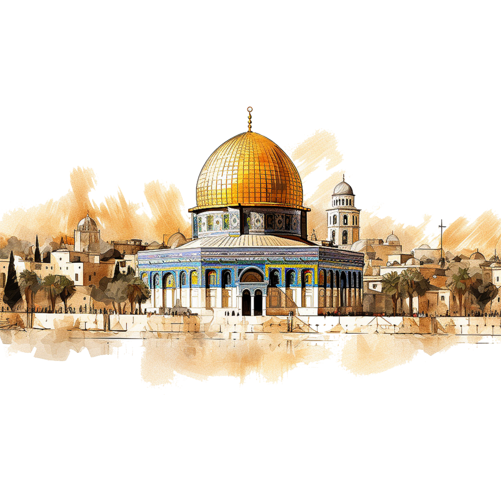 AI generated Dome of the rock mosque isolated on transparent background png