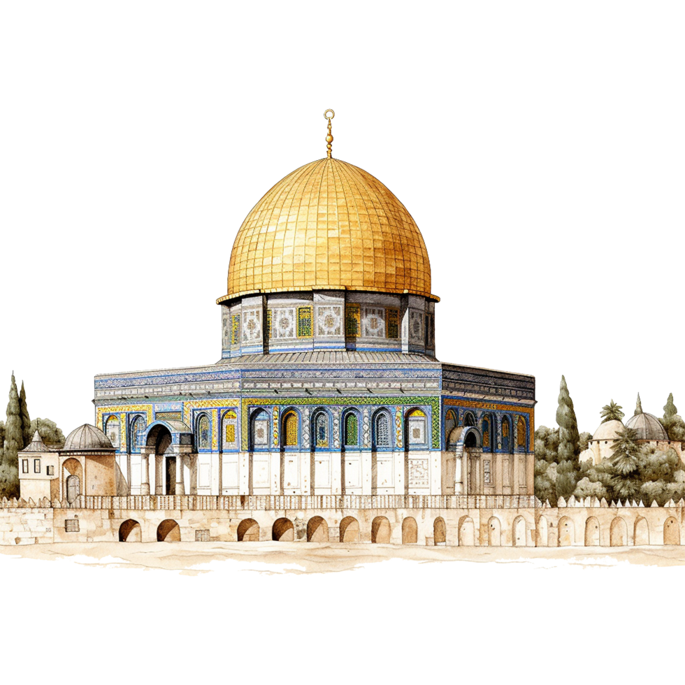 AI generated Dome of the rock mosque isolated on transparent background png