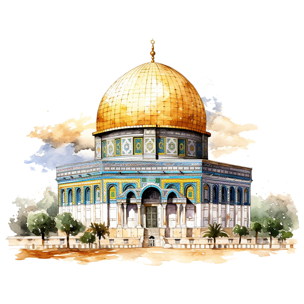 AI generated Dome of the rock mosque isolated on transparent background png