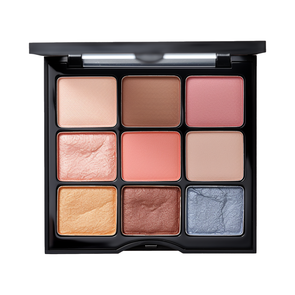AI generated Eye shadow palette in vibrant colors isolated on transparent background png