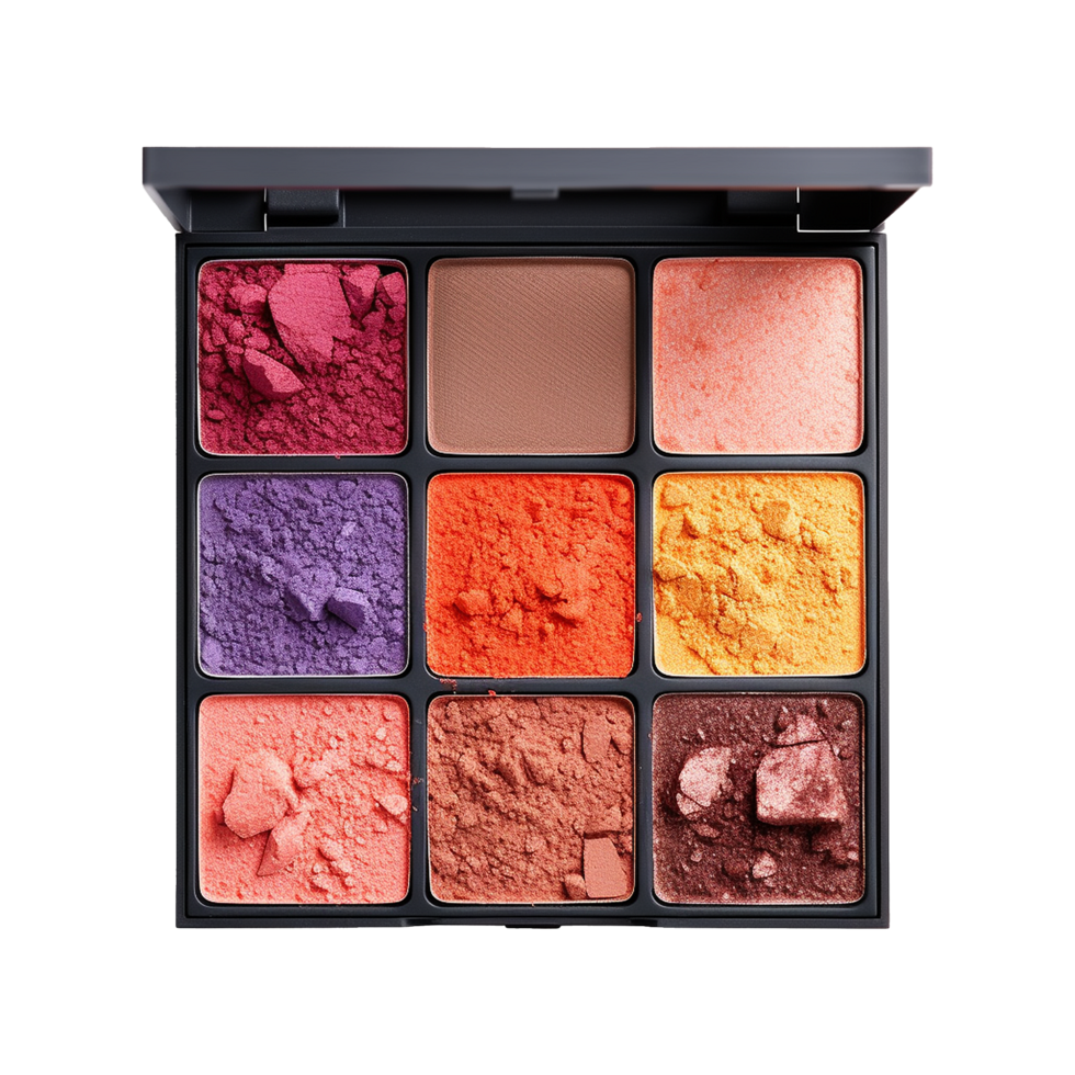 AI generated Eye shadow palette in vibrant colors isolated on transparent background png