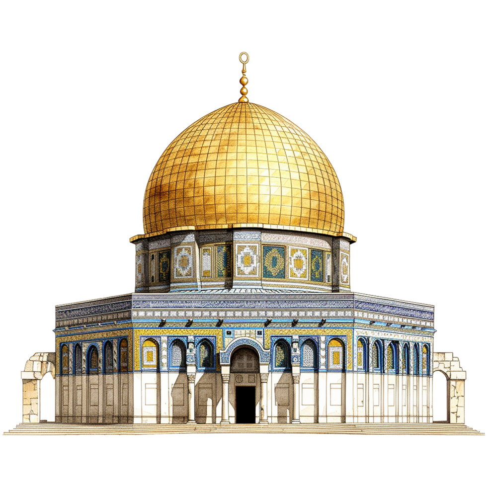 AI generated Dome of the rock mosque isolated on transparent background png