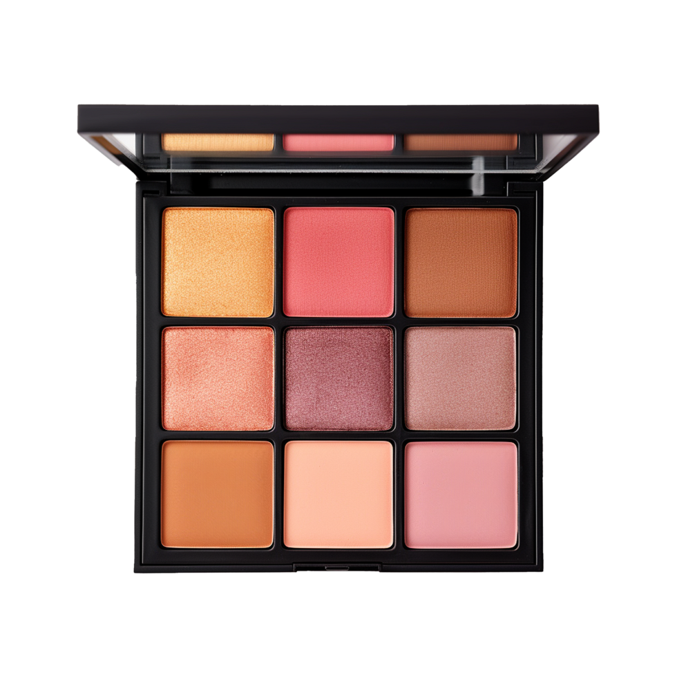 AI generated Eye shadow palette in vibrant colors isolated on transparent background png
