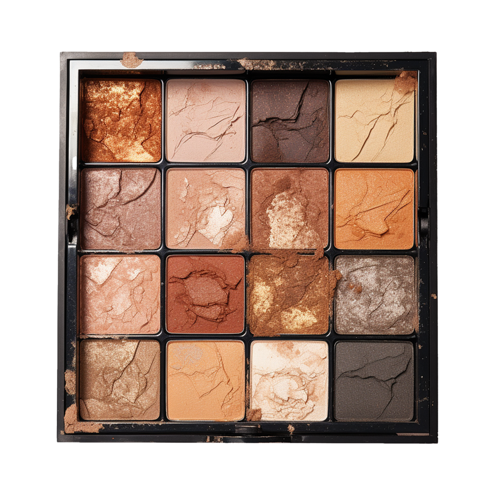 AI generated Eye shadow palette in vibrant colors isolated on transparent background png
