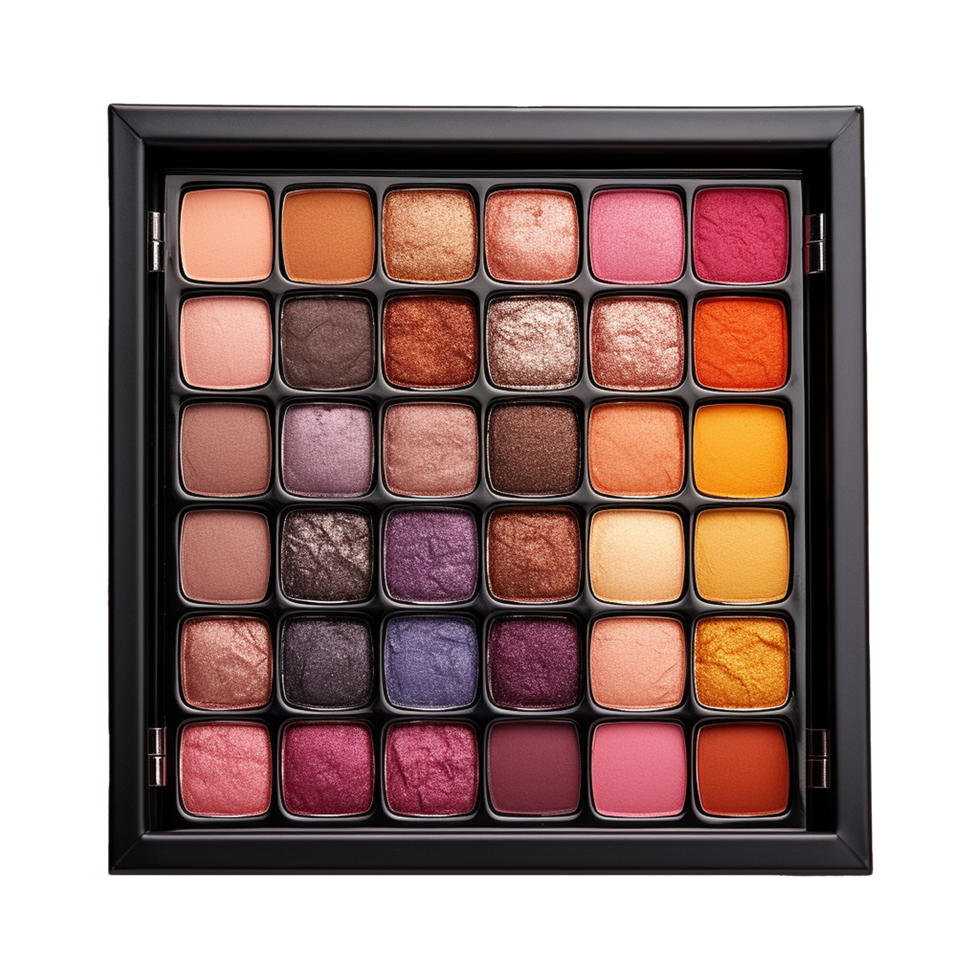 AI generated Eye shadow palette in vibrant colors isolated on transparent background png