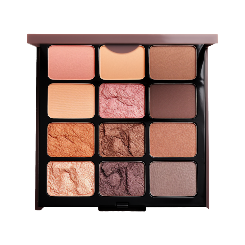 AI generated Eye shadow palette in vibrant colors isolated on transparent background png