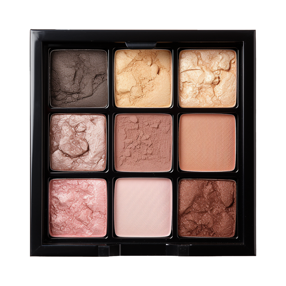 AI generated Eye shadow palette in vibrant colors isolated on transparent background png
