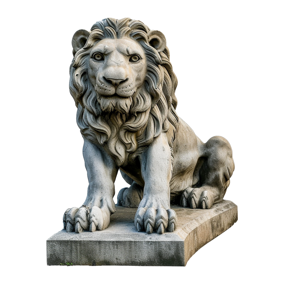 AI generated Lion statue isolated on transparent background png