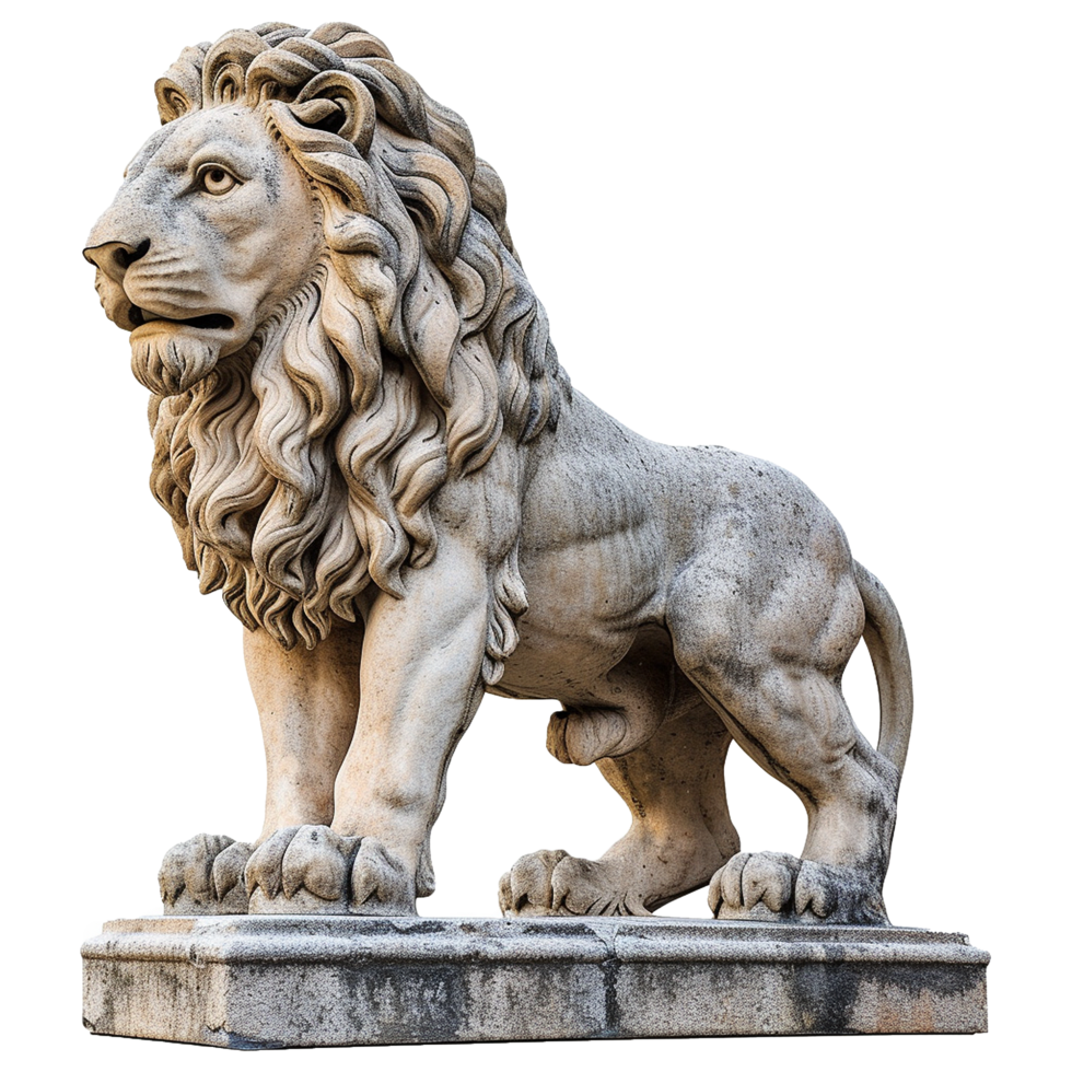 AI generated Lion statue isolated on transparent background png