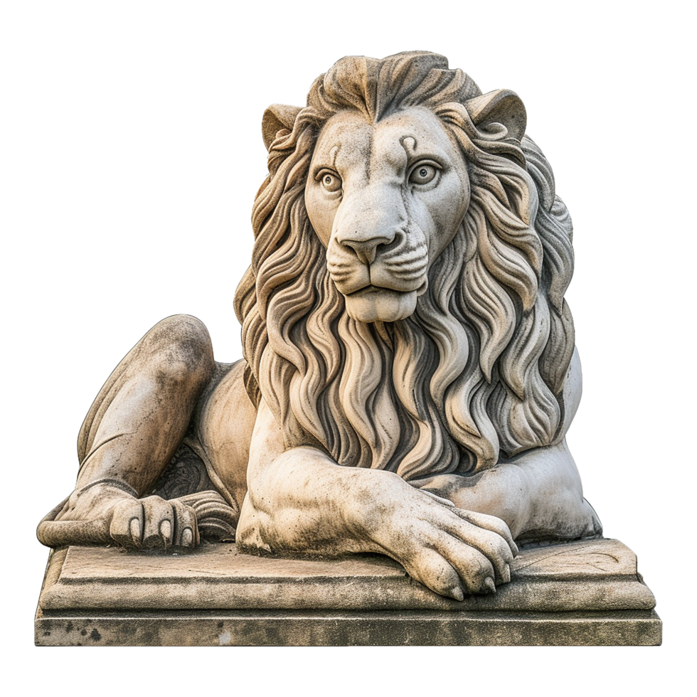 AI generated Lion statue isolated on transparent background png