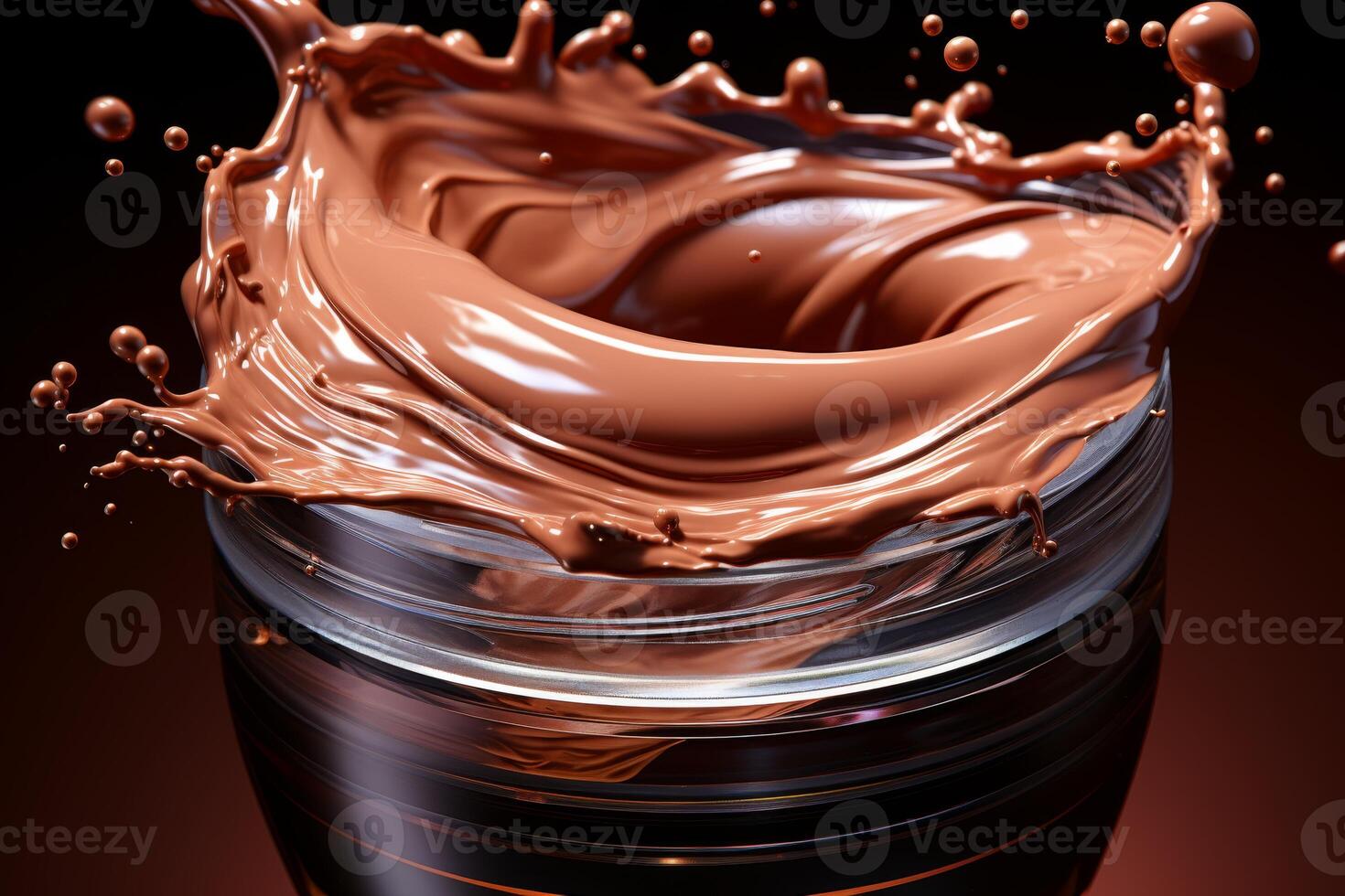 AI generated Cosmetic tonal brown cream in a jar . A cosmetic jar with liquid splashes photo