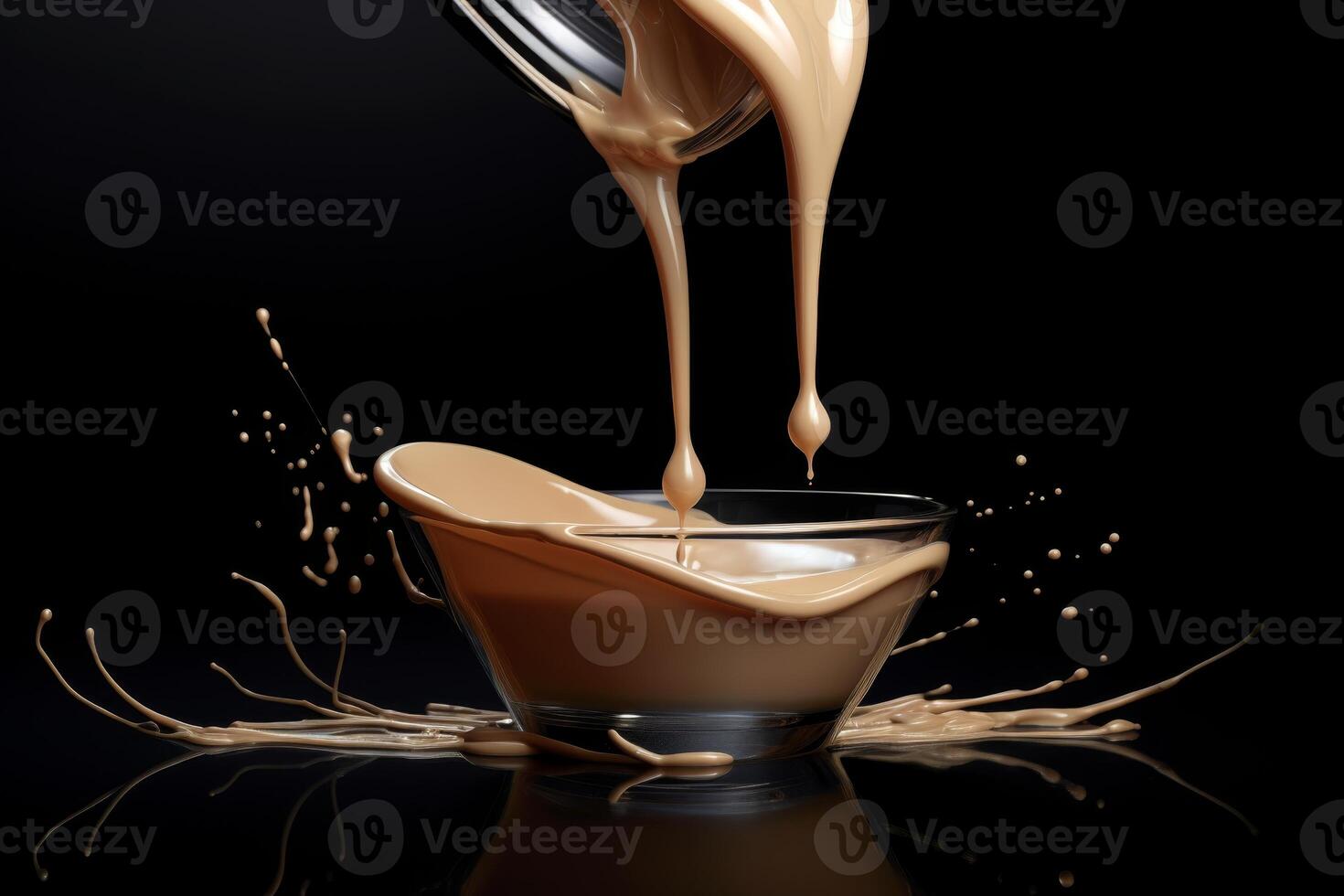 AI generated Cosmetic tonal brown cream in a jar . A cosmetic jar with liquid splashes photo