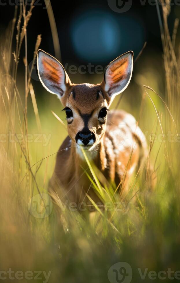 AI generated A gazelle running in the grass, gazelles and antelopes image photo