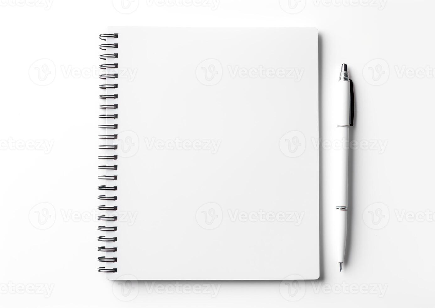 AI generated Blank notepad and pen on white background, education paperwork picture photo