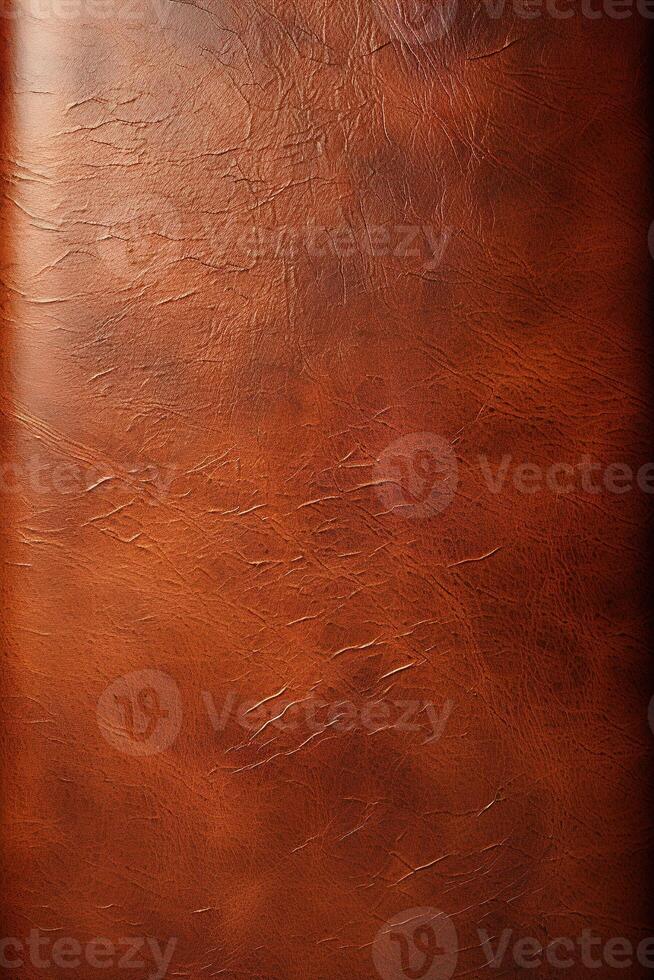 AI generated surface brown genuine leather texture, vertical grunge background photo