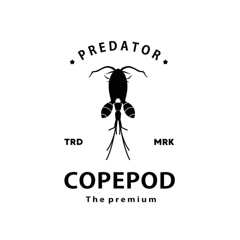 vintage retro hipster copepod logo vector outline silhouette art icon
