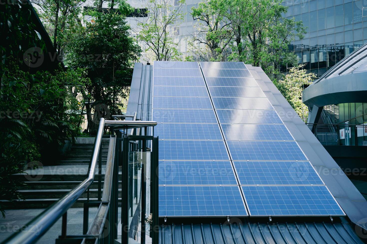 Solar panels on the roof solar panel roof View of the solar panel. renewable energy concept Alternative energy. photo