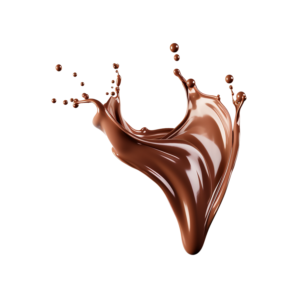 AI generated Splash of brown liquid chocolate with drops isolated on transparent background png