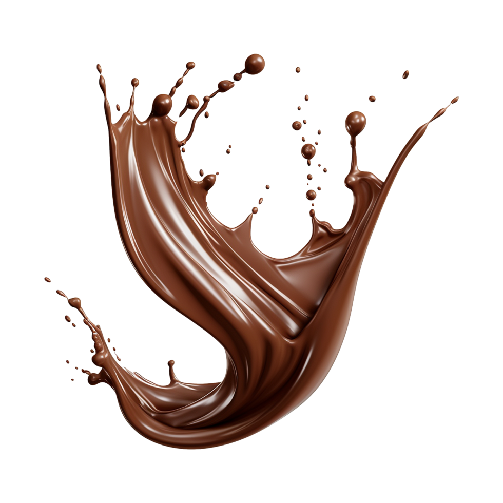 AI generated Splash of brown liquid chocolate with drops isolated on transparent background png