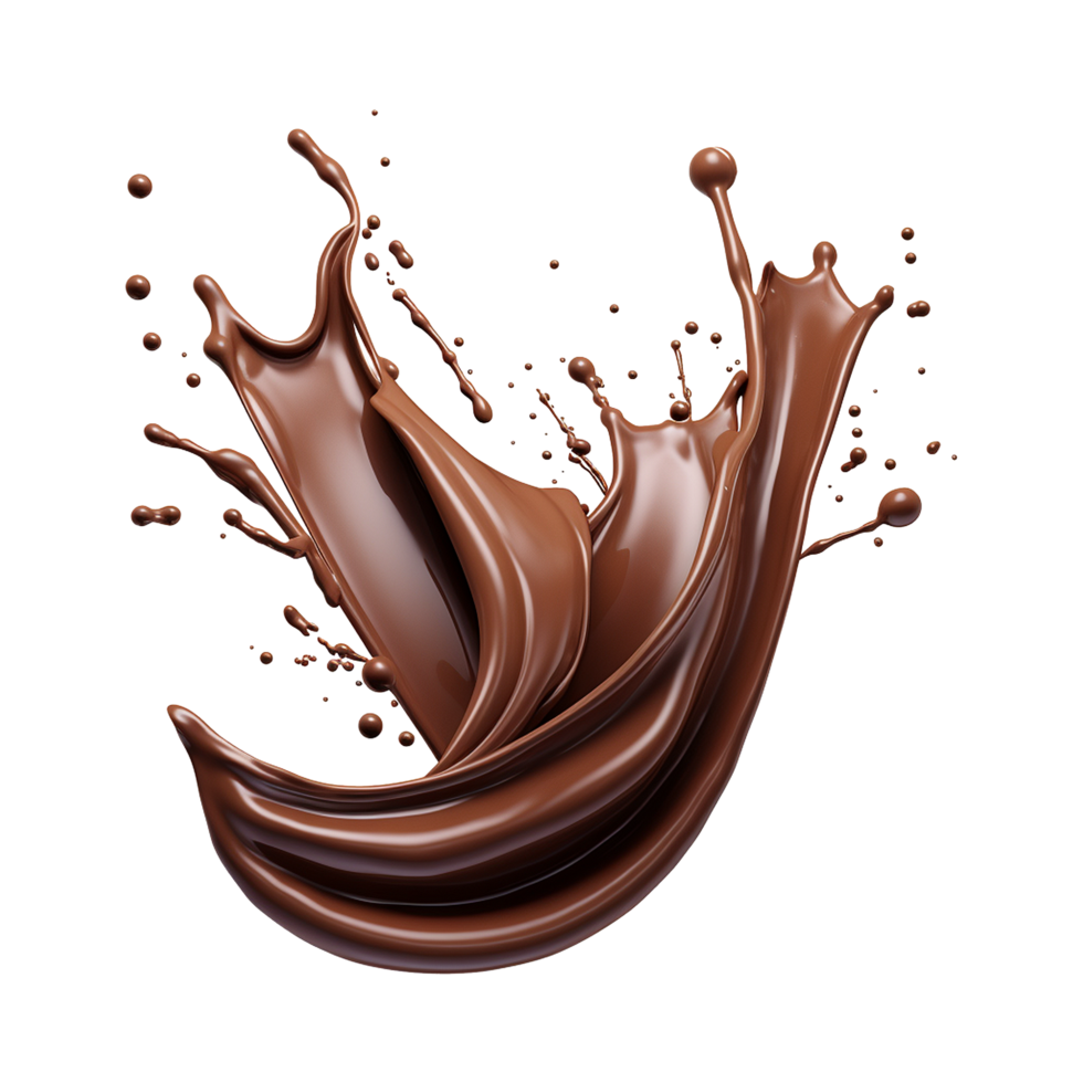 AI generated Splash of brown liquid chocolate with drops isolated on transparent background png