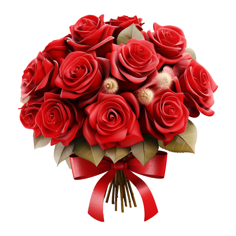AI generated Rose flower 3d render isolated on transparent background png