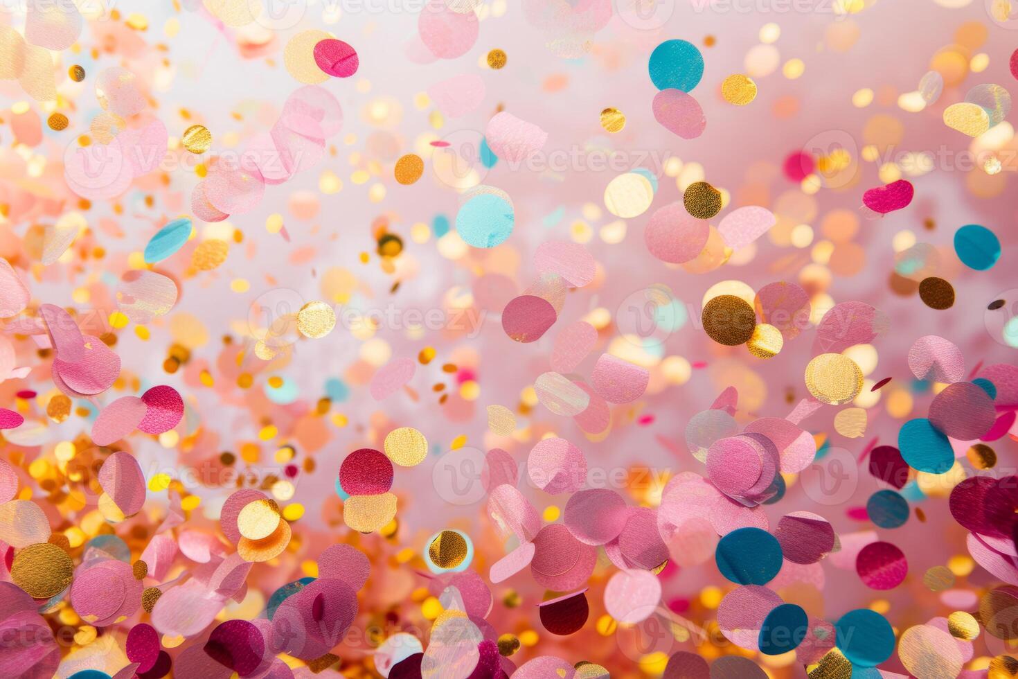 AI generated Colorful confetti flying on festive background. Generative AI photo