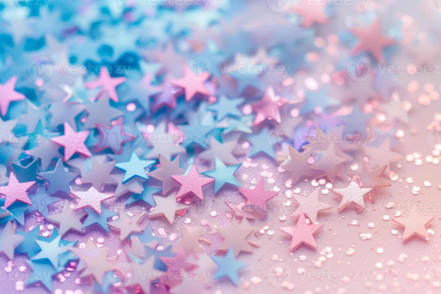 AI generated Pastel colored stars falling from the top. Generative AI photo