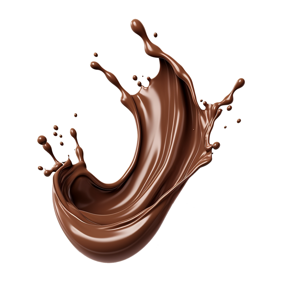 AI generated Splash of brown liquid chocolate with drops isolated on transparent background png